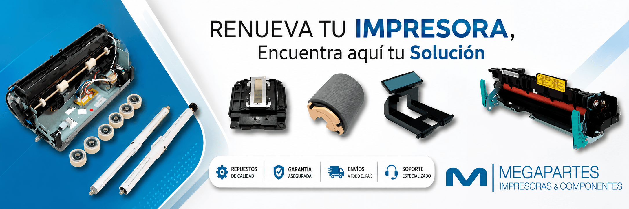 Banner oficial de Megapartes: repuestos de calidad, garantía asegurada, envíos a todo el país y soporte especializado